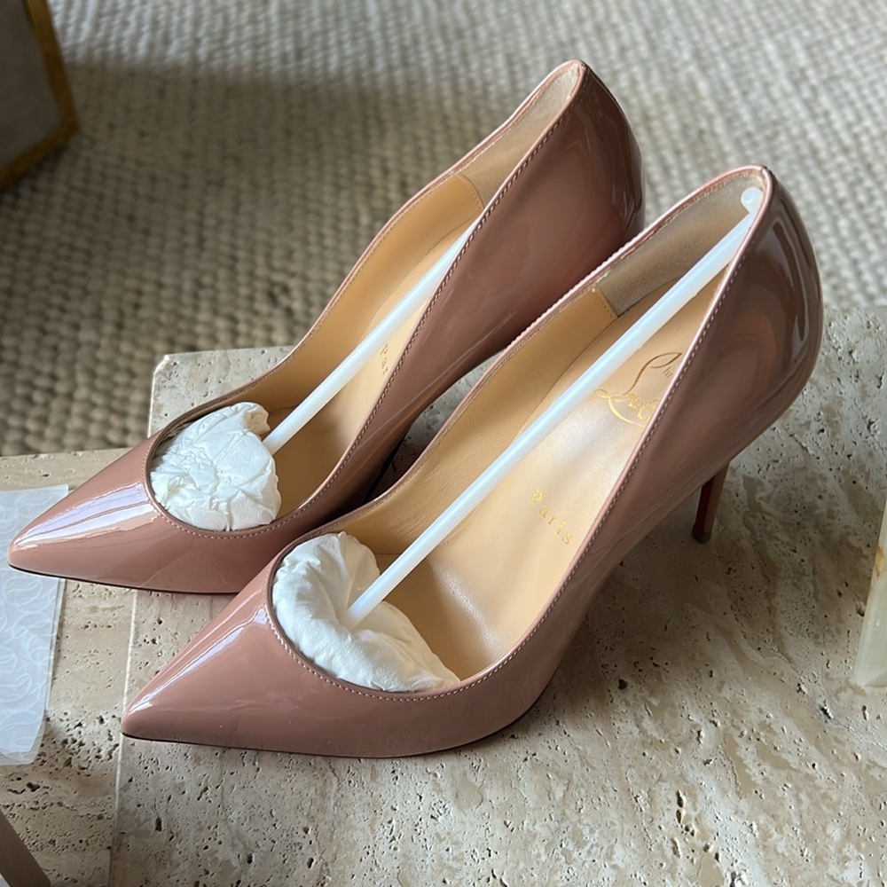 Christian Louboutin Nude Patent Leather Stiletto Heels
